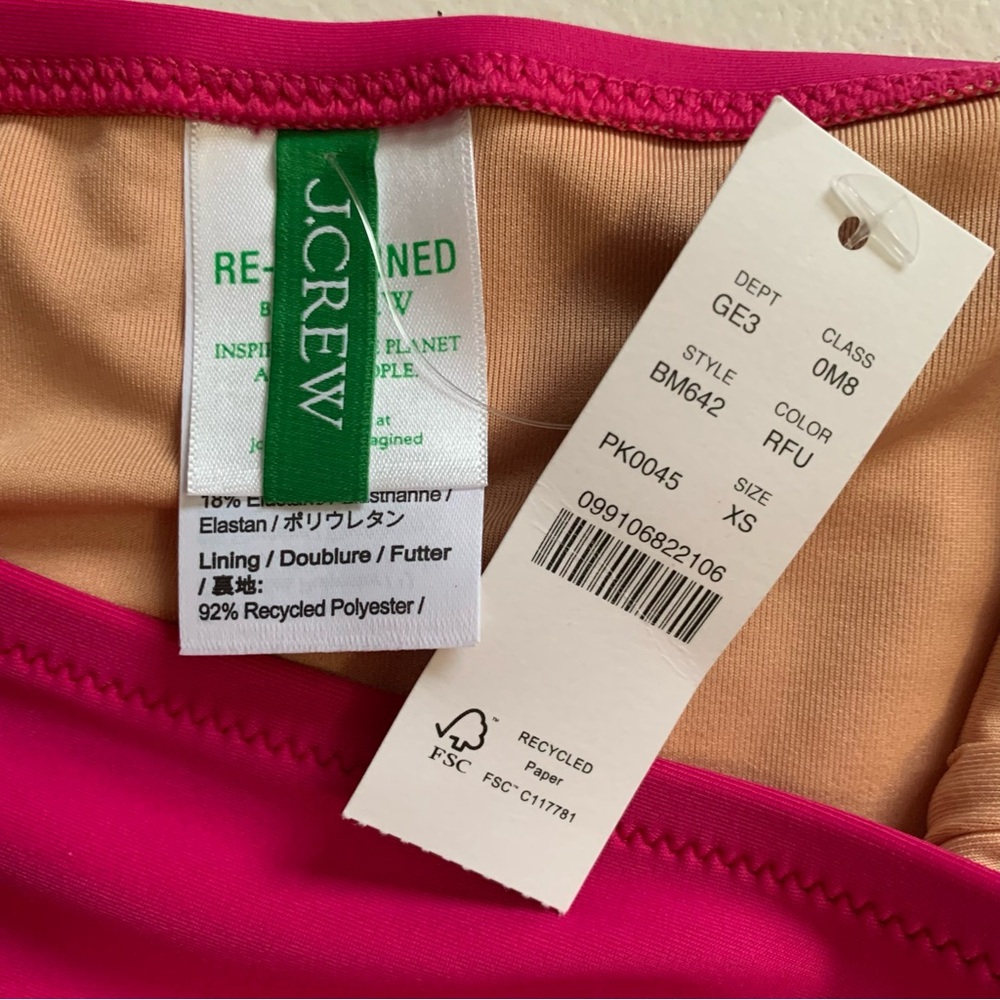 J Crew Pink High-Rise Bikini Bottom Size XS NWT Radiant Fuchsia Swimwear - Picture 9 of 15